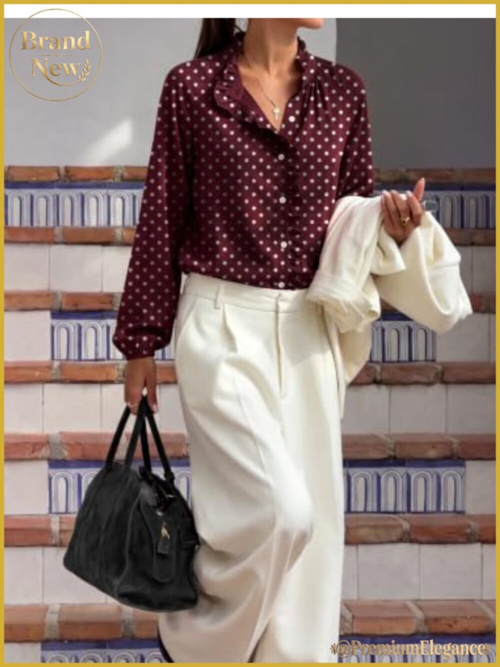 Women's Chiffon Floral Button-Down Blouse V-Neck Ruffle Long Sleeve Boho Top - Picture 6 of 6